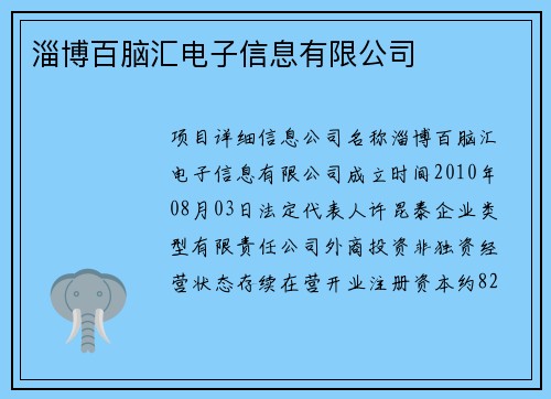 淄博百脑汇电子信息有限公司